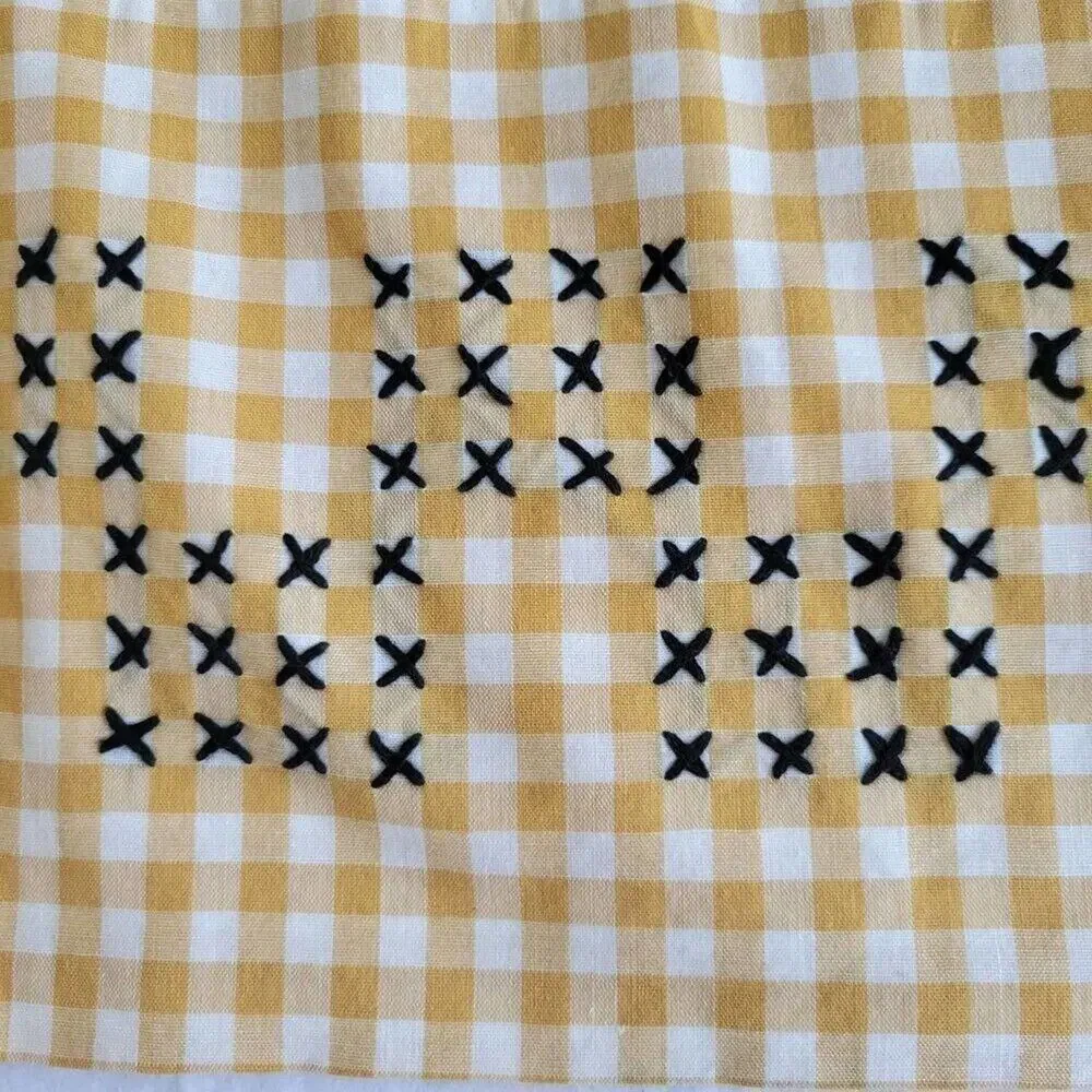 Handmade Black Stitched Yellow Gingham Apron One Size